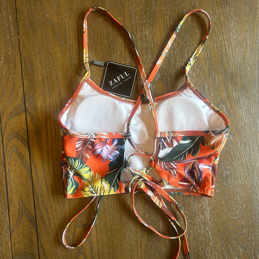Zaful Tropical Print Bikini Top small 4 - Picture 3 of 4